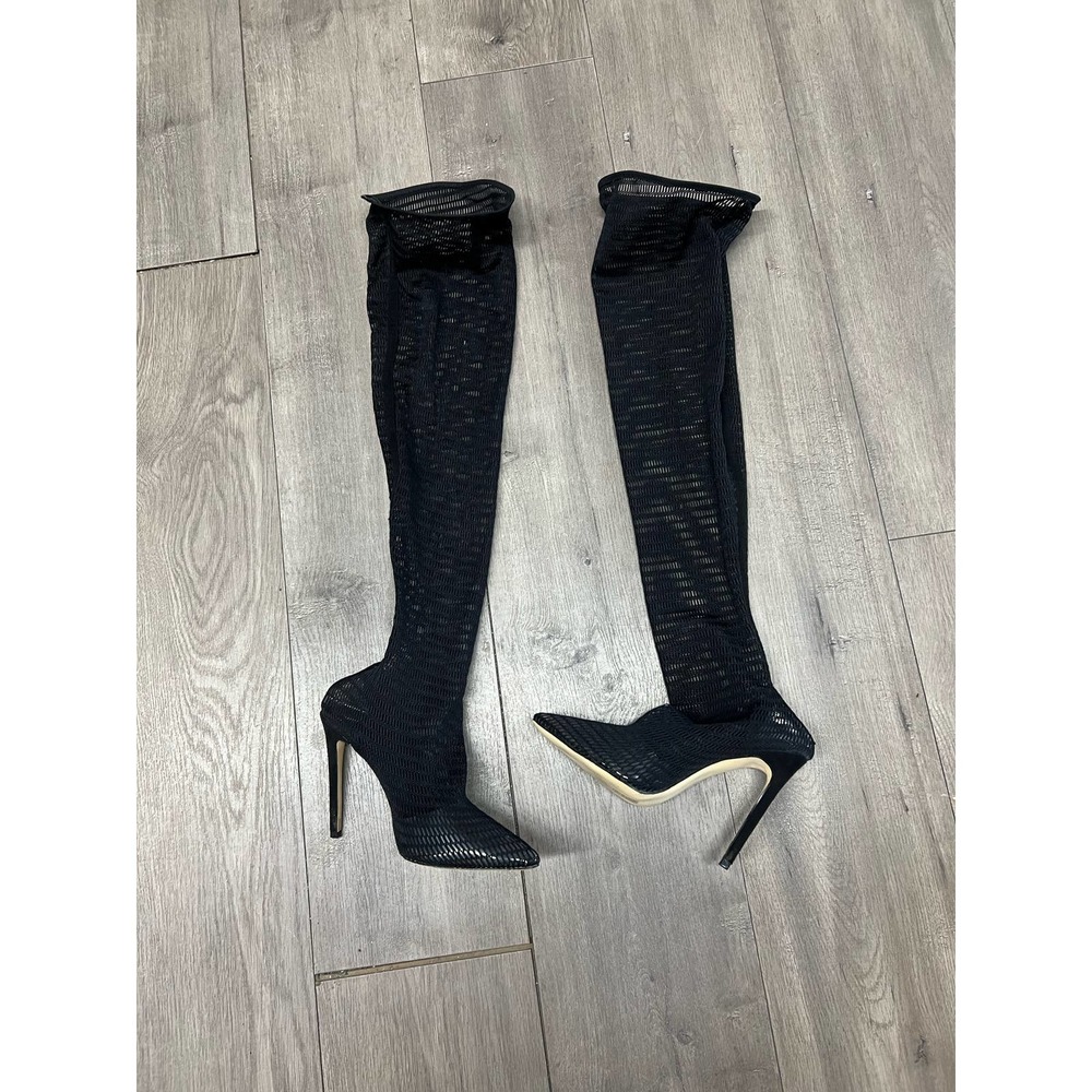 SIMMI london size 6 Thigh High fishnet boot